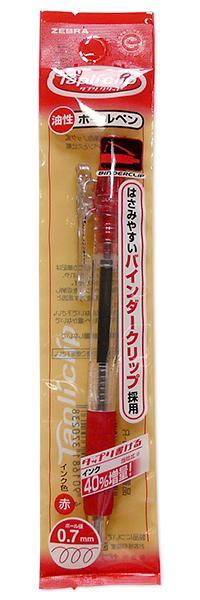 ゼブラ タプリクリップボールペン0.7 赤 P-BN5-R