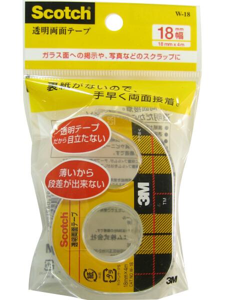 3M Scotch透明両面テープ18mm W-18