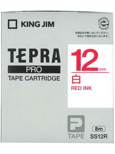 テプラPROテープ白赤文字12mm SS12R