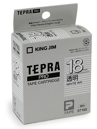 キングジム テプラPROテープ透明白文字18mm ST18S