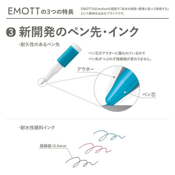 三菱鉛筆 水性サインペン エモット EMOTT NO2 5色セット パッションカラー（太陽のように、はつらつとしたカラー） PEMSY5C.NO2
