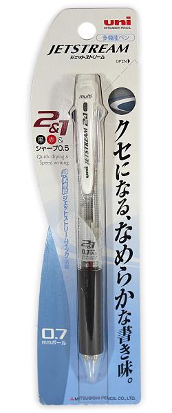 三菱鉛筆 ジェットストリーム0.7mm2色＋シャープ透明軸 MSXE3-500-07
