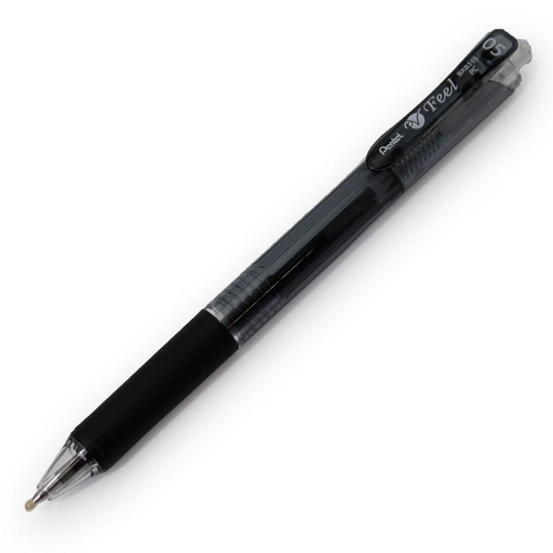 ぺんてる フィールボールペン0.5mm クリアブラック軸　黒 XBXB115-A