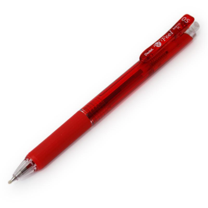 ぺんてる フィールボールペン0.5mm クリアレッド軸 赤 XBXB115-B