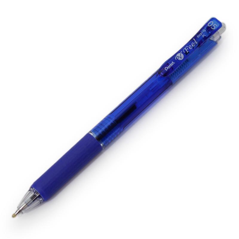 ぺんてる フィールボールペン0.5mm クリアブルー軸 青 XBXB115-C