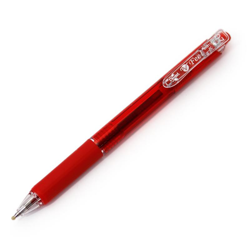 ぺんてる フィールボールペン0.7mm クリアブラックレッド軸 赤 XBXB117-B