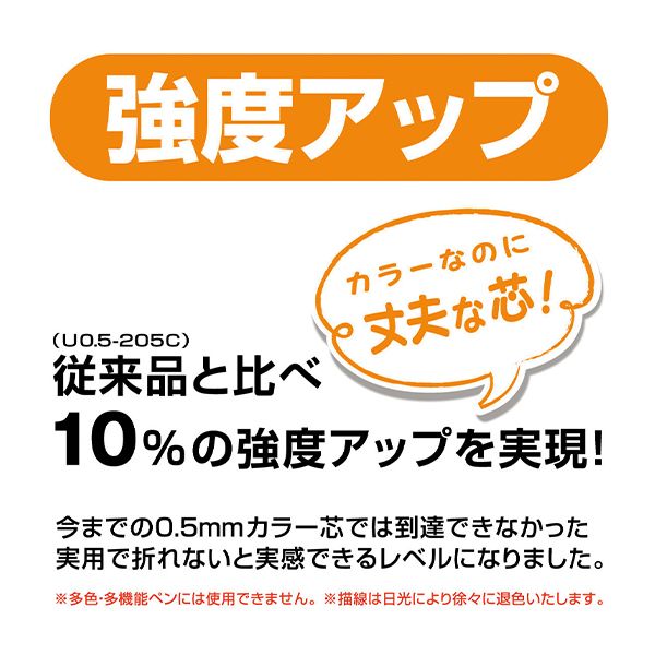 三菱鉛筆 ユニ ナノダイヤカラー芯 0.5mm 消しゴムで消せる・オレンジ芯 U05202NDC.4(ユニ0.5-202NDC)