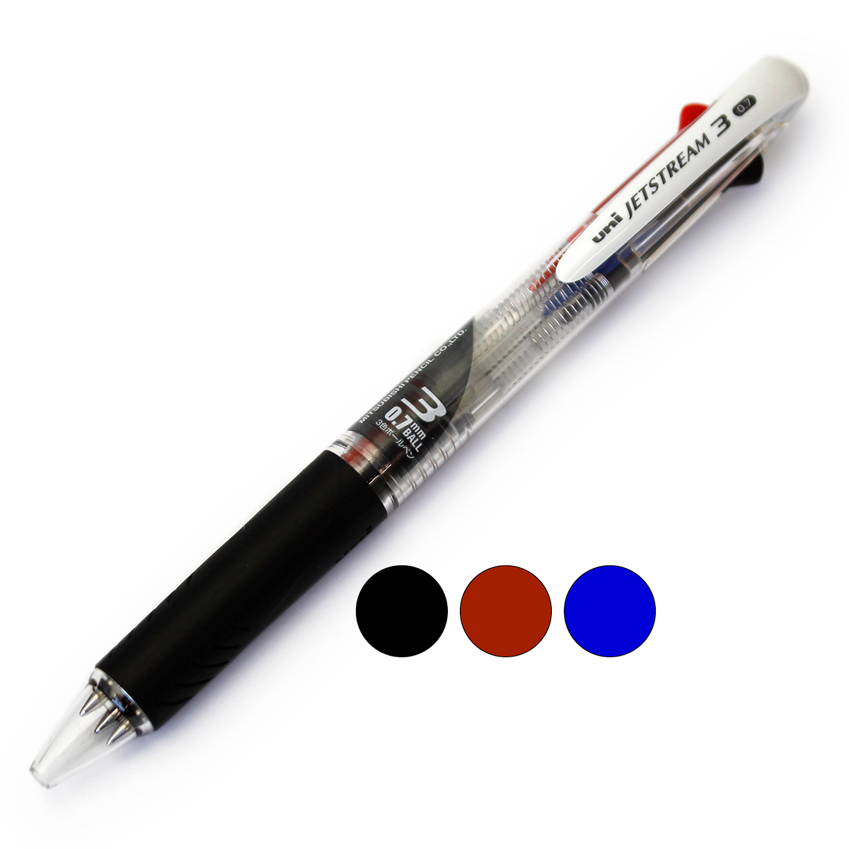 三菱鉛筆 ジェットストリーム 3色ボールペン 0.7mm 透明 T SXE3-400-07 JETSTREAM なめらかな書き味 滑るような書き味 くっきりと濃い描線 書き分け便利な3色セット 速乾性 油性顔料