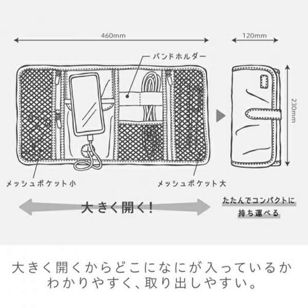 ソニック ユートリム クレープポーチ モバイル収納 ネイビー UT-1276-K 出張 旅行 A6スリム手帳収納 モバイルワーク SDカード USBメモリ 120×230×30mm