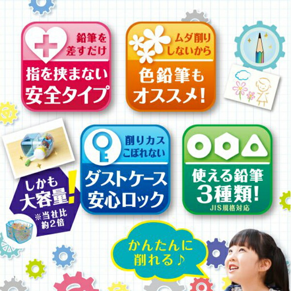 ソニック 手動鉛筆削り トガリターン トガると出てくる! ムダ削り防止 色鉛筆もオススメ ダストケーズ安心ロック付き 透明 EK-4297