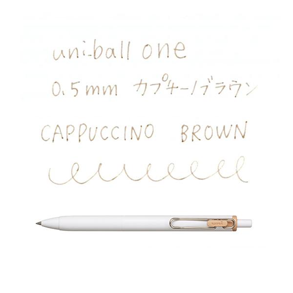 三菱鉛筆 ユニボールワン0.5mm オフホワイト軸 ゲルインク：カプチーノブラウン UMNS05.30