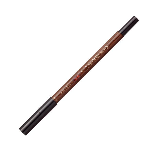 三菱鉛筆 親子筆ペン PFK-302N 両用 太字 ナイロン繊維 / 細字 PET樹脂 墨液 インク色：墨