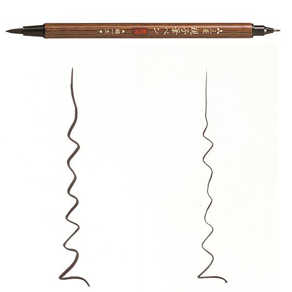 三菱鉛筆 親子筆ペン PFK-302N 両用 太字 ナイロン繊維 / 細字 PET樹脂 墨液 インク色：墨