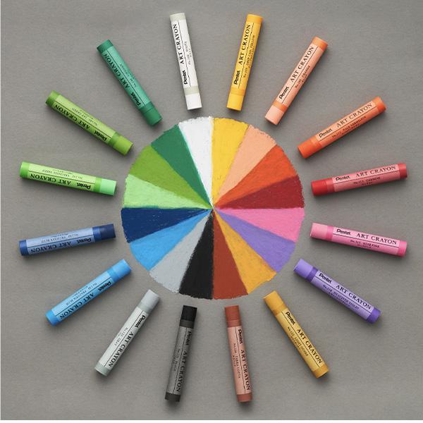 ぺんてる ART CRAYON アートクレヨン 16色 PTAC-16 もう一度、描きたくなるクレヨン 柴崎春通氏監修 柔らかめのタッチ感 カスが出にくい 周りを汚さない 油絵のようなタッチ 大人用