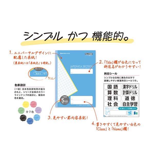 ショウワノート ジャポニカセクション 5ｍｍ方眼罫 リーダー罫入り MJS-5 ライトブルー
