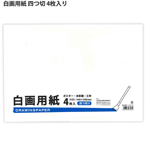 エヒメ紙工 白画用紙 四ツ切 W540×H380mm 4枚入り GA4-4P ポスター・水彩画・工作に DRAWINGPAPER ドローイングペーパー 夏休み 宿題