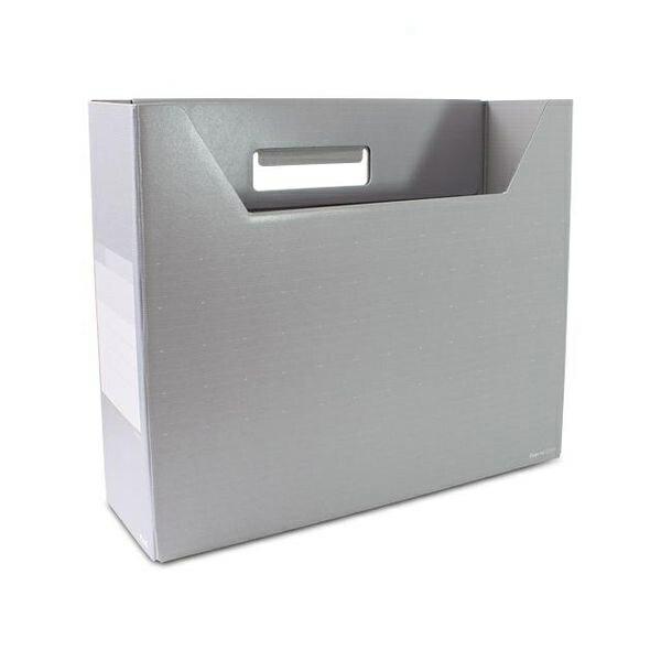 プラス デジャヴカラーシリーズ ボックスファイル レギュラーサイズ A4-E 縦260×横317×背幅100mm FL-023BF シルバーグレイ 87-627 分ける・しまう・持ち運ぶことができるボックスファイル