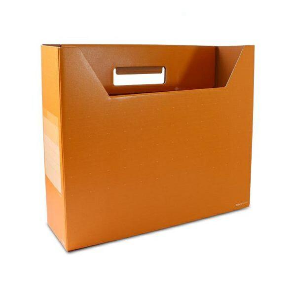 プラス デジャヴカラーシリーズ ボックスファイル レギュラーサイズ A4-E 縦260×横317×背幅100mm FL-023BF ネーブルオレンジ 87-624 分ける・しまう・持ち運ぶことができるボックスファイル