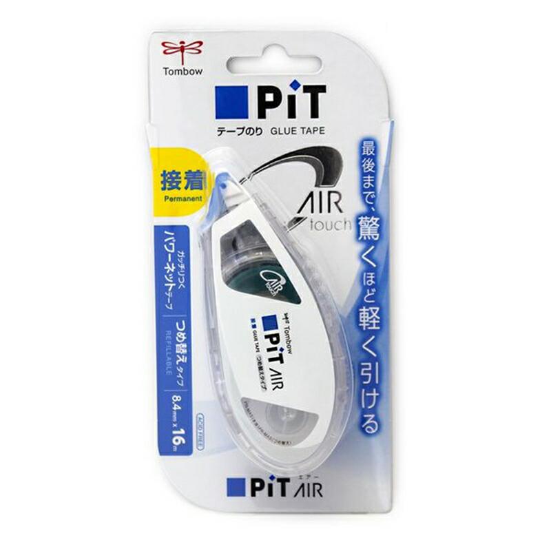 トンボ鉛筆 ピットエアー テープのり 幅8.4mm×長さ16m 接着タイプ 開閉式ヘッドカバー付き 幅43×厚さ26×全長96mm PN-MAS 最後まで軽い引き心地 大型封筒・写真の接着・ラッピングなどに