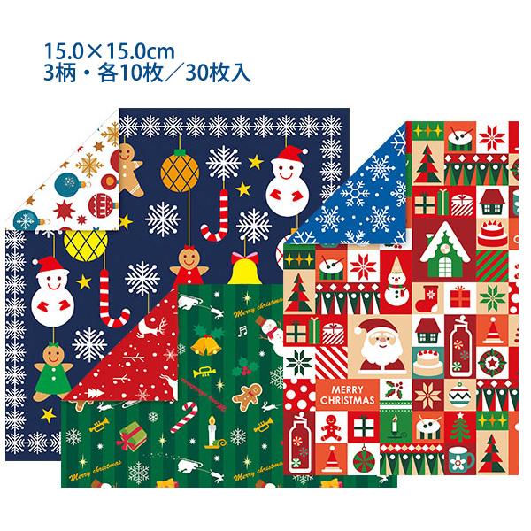 トーヨー クリスマス両面ちよがみ 414460 15cm角 30枚 リバーシブル