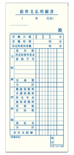 給料支払明細書　シン-113N