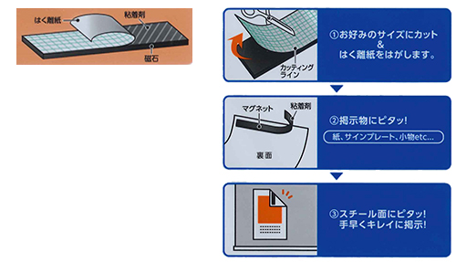 カッティングライン付マグネット粘着シート