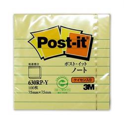 3M ポストイット罫線入りイエロー100枚パッド 75mmx75mm 630RP-Y - ウインドウを閉じる