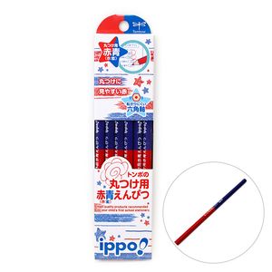 トンボ鉛筆鉛筆 ippo! イッポ! 丸つけ用 赤・青(赤・藍)えんぴつ RED BLUE　PENCIL 六角軸 赤:藍＝5:5 CV-KIVP - ウインドウを閉じる