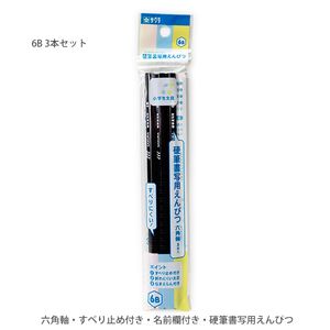 サクラクレパス 硬質書写用えんぴつ 6B 六角軸 太芯 3本入り なまえ欄つき 小学生文具 G6エンピツ6B-3P - ウインドウを閉じる