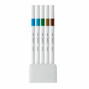 三菱鉛筆 水性サインペン エモット EMOTT NO4 5色セット アイランドカラー（自然・生命力を感じるカラー） PEMSY5C.NO4 - ウインドウを閉じる